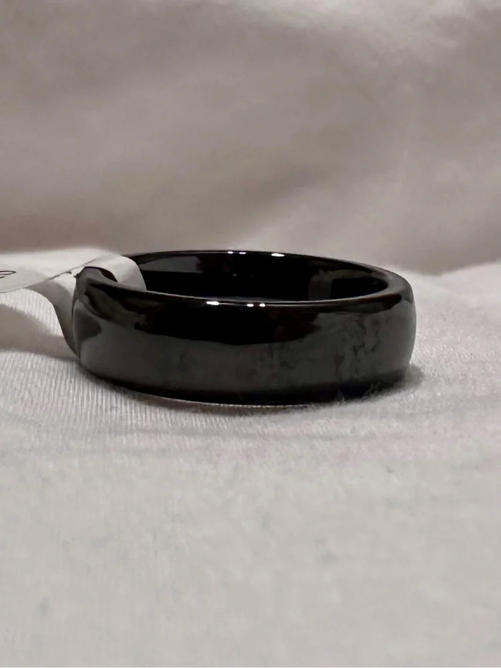 NWT Black Handmade Ceramic Solid Band Ring Size 7 Glossy Minimalist Statement
